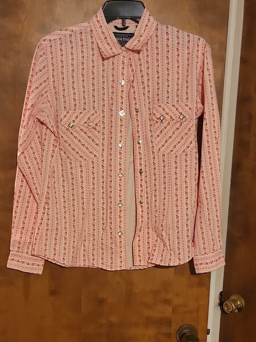 High Noon Ranchwear Women's Pink Striped Button-Down Shirt - Picture 1 of 5